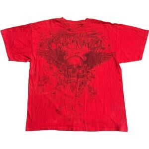 Silver Star Y2K Grunge Winged Skull Ink Splash T-shirt